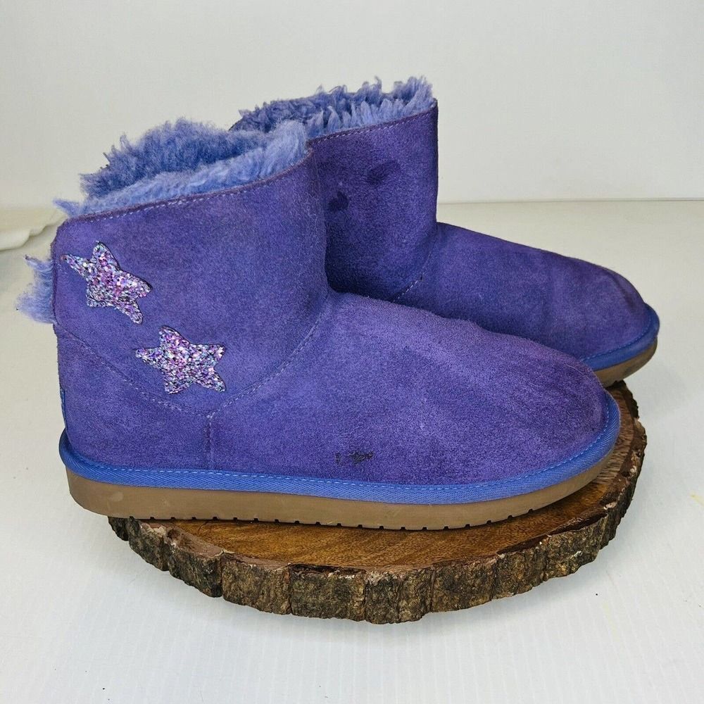 Ugg Koolaburra Star Mini Lined Sheepskin Boots Purple Kids Youth Size 4